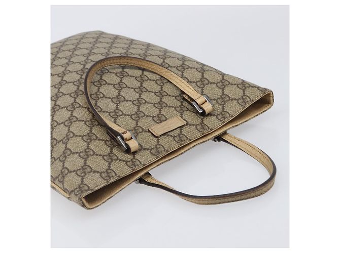 Borsa a mano GUCCI GG Supreme PVC Beige Silver 117551 Auth 201178 Argento - vista 6
