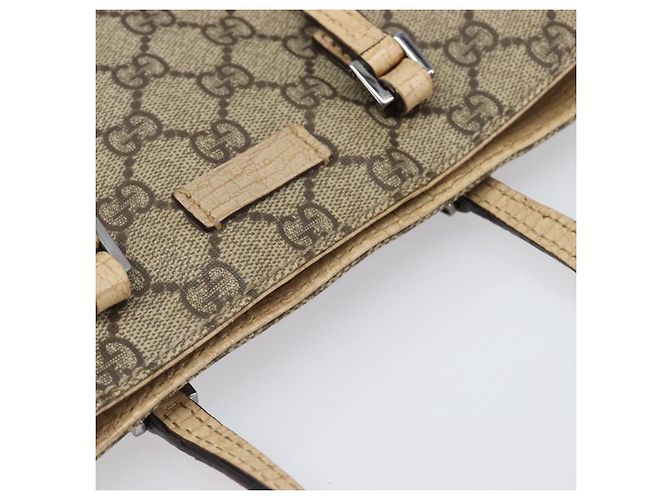 Borsa a mano GUCCI GG Supreme PVC Beige Silver 117551 Auth 201178 Argento - vista 7
