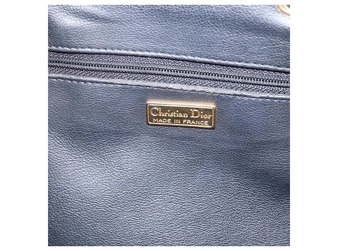 Borsa a tracolla Christian Dior in pelle blu navy e oro Auth ti3995 - vista 11
