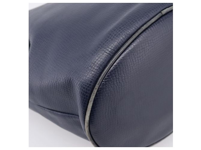Borsa a tracolla Christian Dior in pelle blu navy e oro Auth ti3995 - vista 16