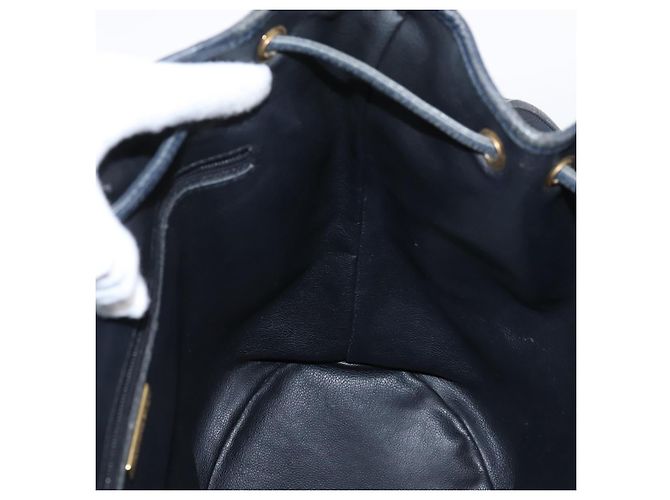 Borsa a tracolla Christian Dior in pelle blu navy e oro Auth ti3995 - vista 17