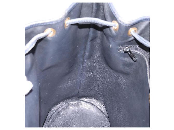 Borsa a tracolla Christian Dior in pelle blu navy e oro Auth ti3995 - vista 18