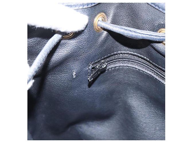 Borsa a tracolla Christian Dior in pelle blu navy e oro Auth ti3995 - vista 19