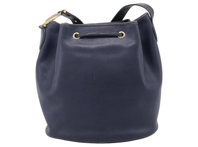 Borsa a tracolla Christian Dior in pelle blu navy e oro Auth ti3995 - vista 2