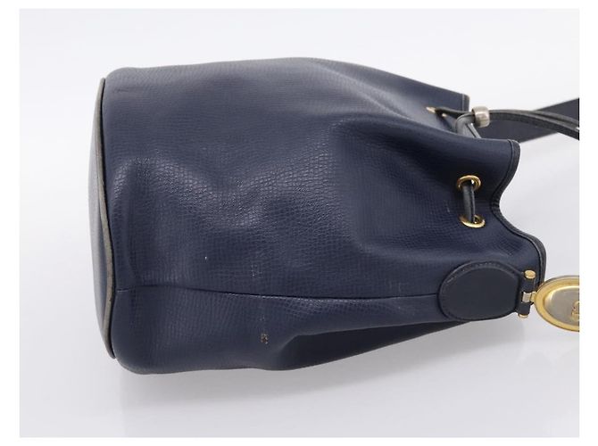 Borsa a tracolla Christian Dior in pelle blu navy e oro Auth ti3995 - vista 4