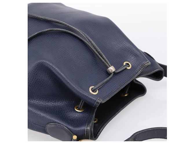 Borsa a tracolla Christian Dior in pelle blu navy e oro Auth ti3995 - vista 6