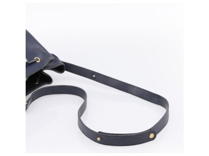 Borsa a tracolla Christian Dior in pelle blu navy e oro Auth ti3995 - vista 7