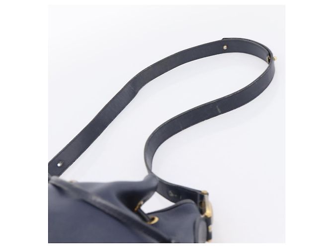 Borsa a tracolla Christian Dior in pelle blu navy e oro Auth ti3995 - vista 8