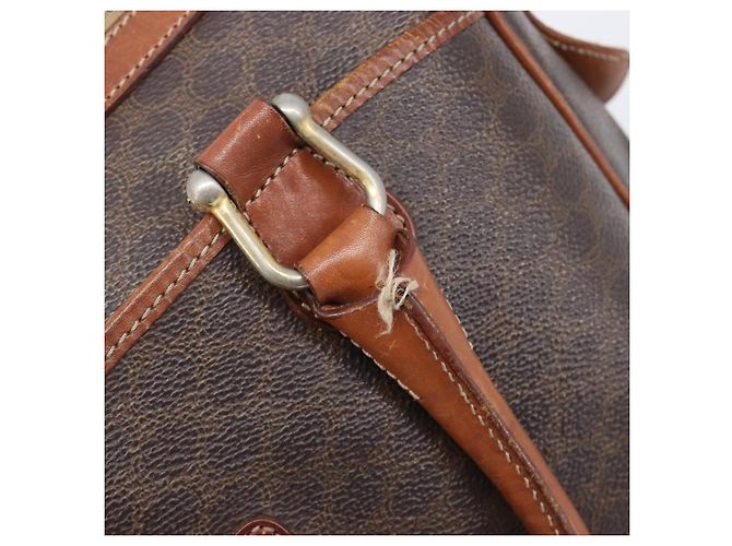 Céline Borsa Boston CELINE Macadam Canvas PVC Leather Brown Gold Auth 200674 Marrone D'oro - vista 10