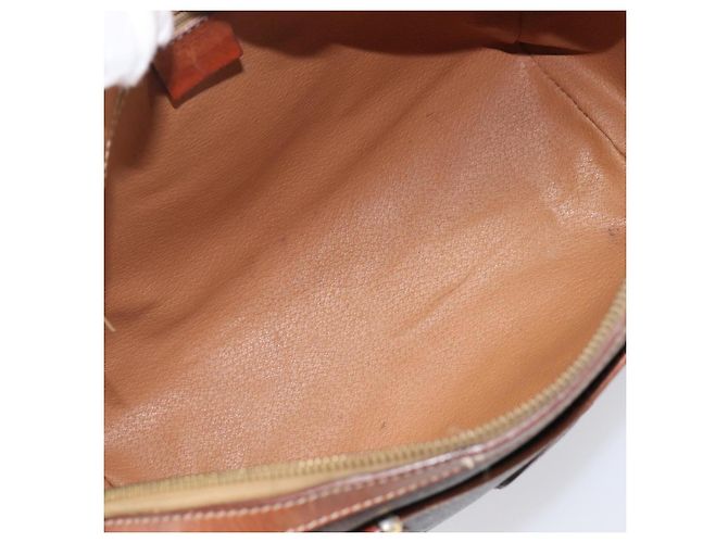 Céline Borsa Boston CELINE Macadam Canvas PVC Leather Brown Gold Auth 200674 Marrone D'oro - vista 11