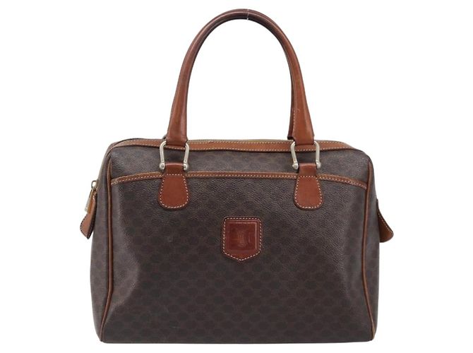 Céline Borsa Boston CELINE Macadam Canvas PVC Leather Brown Gold Auth 200674 Marrone D'oro - vista 13