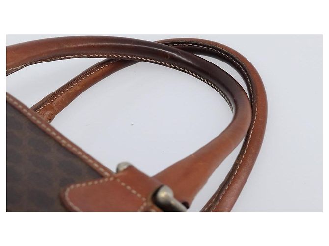 Céline Borsa Boston CELINE Macadam Canvas PVC Leather Brown Gold Auth 200674 Marrone D'oro - vista 14