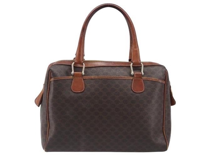 Céline Borsa Boston CELINE Macadam Canvas PVC Leather Brown Gold Auth 200674 Marrone D'oro - vista 2
