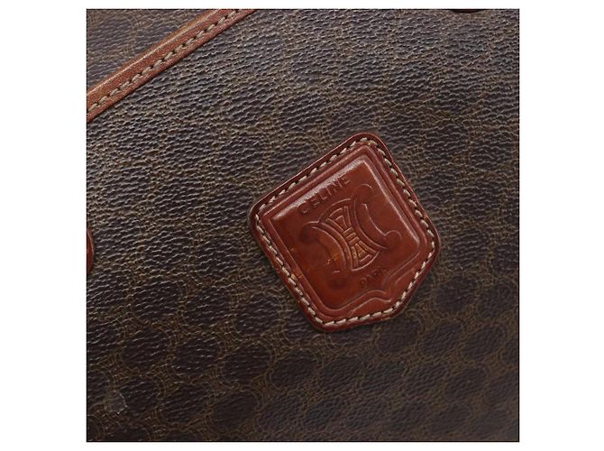 Céline Borsa Boston CELINE Macadam Canvas PVC Leather Brown Gold Auth 200674 Marrone D'oro - vista 20