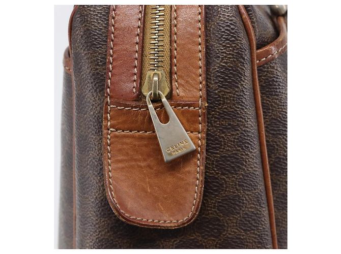 Céline Borsa Boston CELINE Macadam Canvas PVC Leather Brown Gold Auth 200674 Marrone D'oro - vista 21