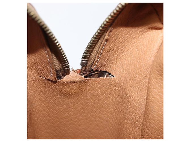 Céline Borsa Boston CELINE Macadam Canvas PVC Leather Brown Gold Auth 200674 Marrone D'oro - vista 25
