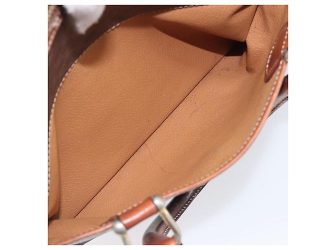 Céline Borsa Boston CELINE Macadam Canvas PVC Leather Brown Gold Auth 200674 Marrone D'oro - vista 28