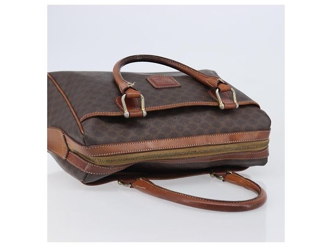 Céline Borsa Boston CELINE Macadam Canvas PVC Leather Brown Gold Auth 200674 Marrone D'oro - vista 6