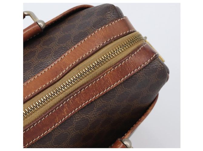 Céline Borsa Boston CELINE Macadam Canvas PVC Leather Brown Gold Auth 200674 Marrone D'oro - vista 7