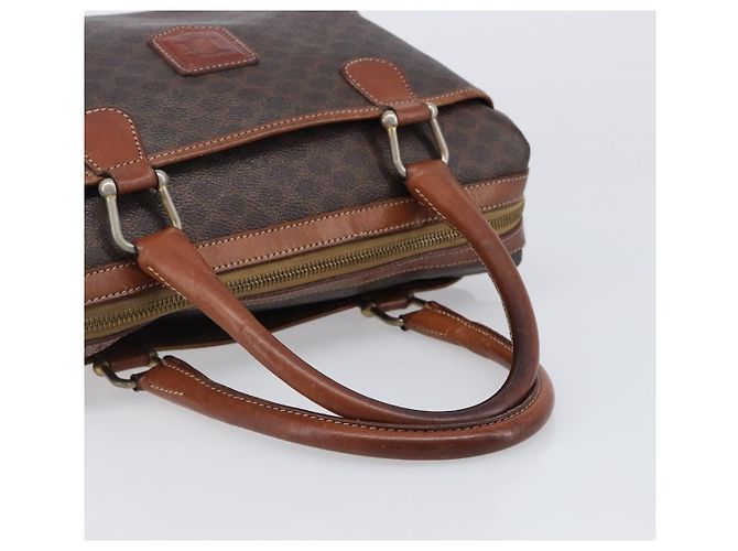 Céline Borsa Boston CELINE Macadam Canvas PVC Leather Brown Gold Auth 200674 Marrone D'oro - vista 8