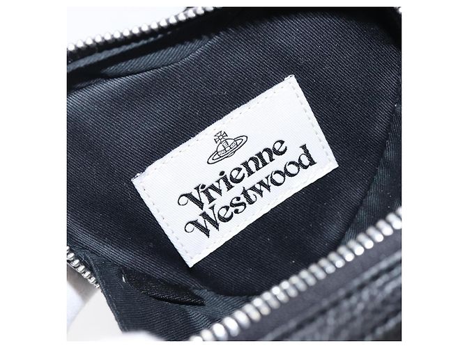 Borsa a tracolla Vivienne Westwood in pelle nera argento Auth 202138V Nero - vista 10