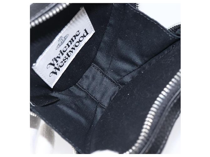 Borsa a tracolla Vivienne Westwood in pelle nera argento Auth 202138V Nero - vista 11