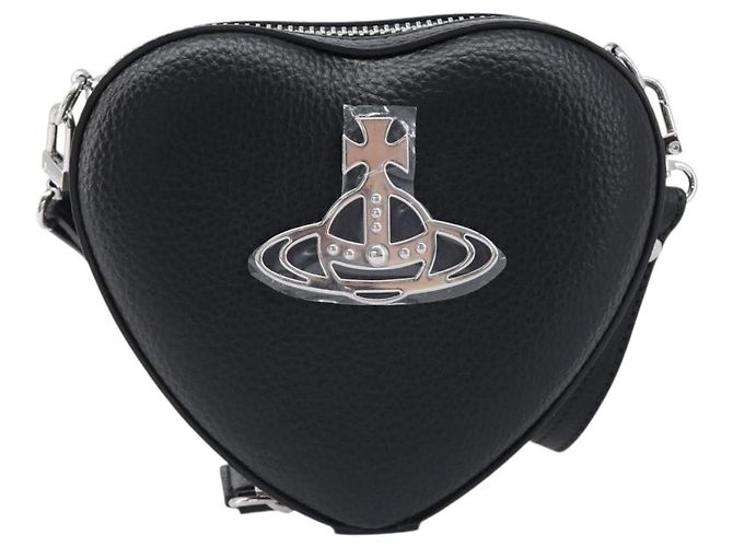 Borsa a tracolla Vivienne Westwood in pelle nera argento Auth 202138V Nero - vista 13