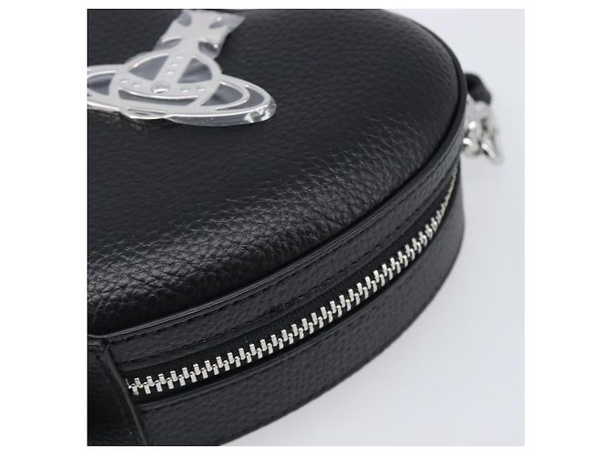 Borsa a tracolla Vivienne Westwood in pelle nera argento Auth 202138V Nero - vista 15