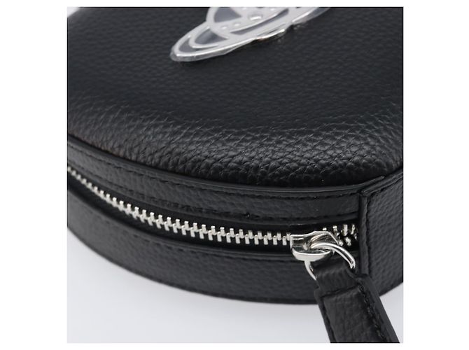 Borsa a tracolla Vivienne Westwood in pelle nera argento Auth 202138V Nero - vista 16