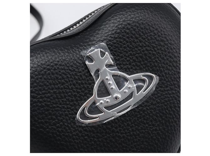Borsa a tracolla Vivienne Westwood in pelle nera argento Auth 202138V Nero - vista 19