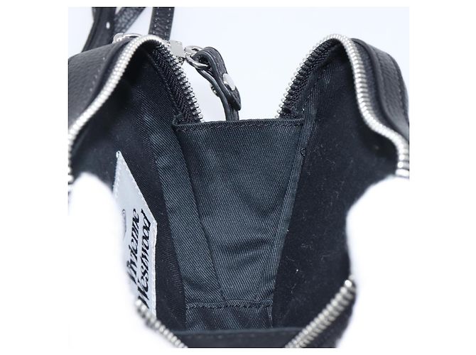 Borsa a tracolla Vivienne Westwood in pelle nera argento Auth 202138V Nero - vista 20