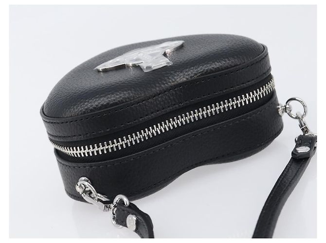 Borsa a tracolla Vivienne Westwood in pelle nera argento Auth 202138V Nero - vista 6