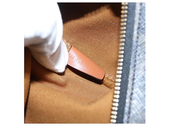 Céline CELINE Macadam Canvas Triomphe Cylinder Bag PVC 2way Brown Gold Auth 203772SAM Castaño Dorado - vista 11