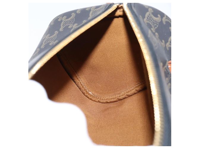 Céline CELINE Macadam Canvas Triomphe Cylinder Bag PVC 2way Brown Gold Auth 203772SAM Castaño Dorado - vista 21