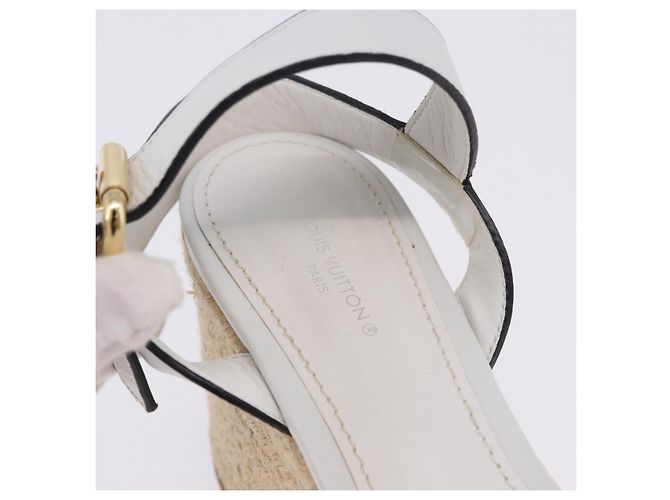 Sandali LOUIS VUITTON Star Board Line in pelle bianca LV Auth 202318M Bianco - vista 14