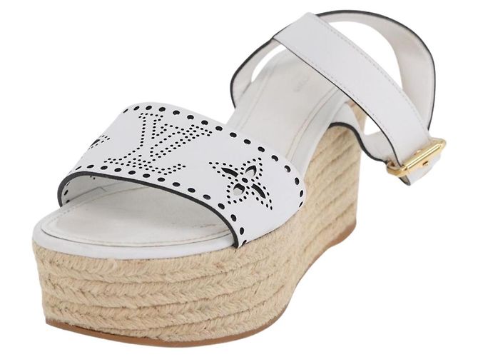 Sandali LOUIS VUITTON Star Board Line in pelle bianca LV Auth 202318M Bianco - vista 19