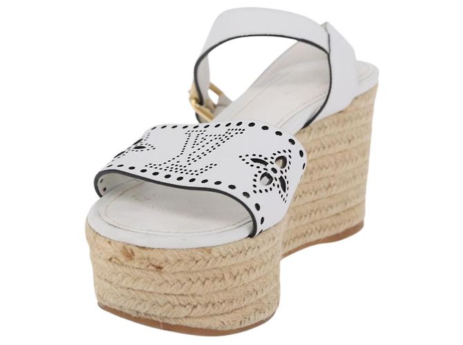 Sandali LOUIS VUITTON Star Board Line in pelle bianca LV Auth 202318M Bianco - vista 2