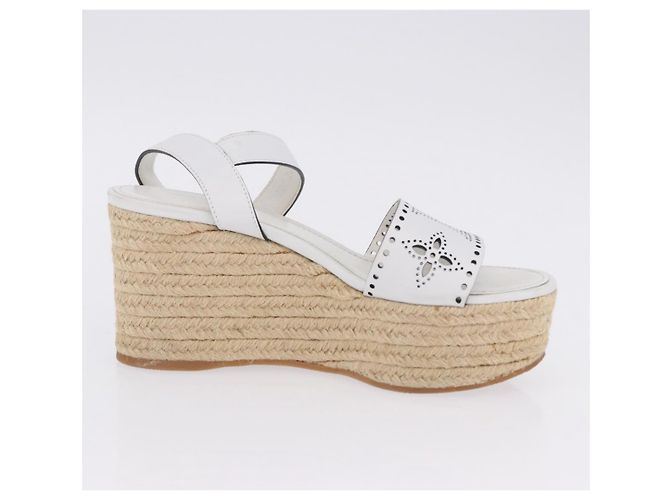Sandali LOUIS VUITTON Star Board Line in pelle bianca LV Auth 202318M Bianco - vista 21