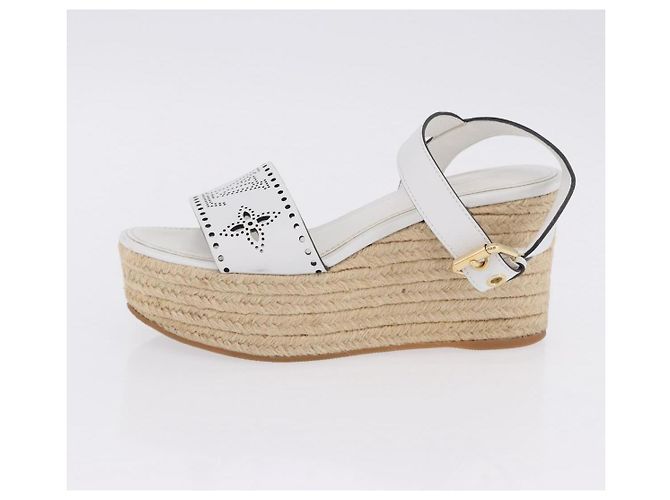 Sandali LOUIS VUITTON Star Board Line in pelle bianca LV Auth 202318M Bianco - vista 22