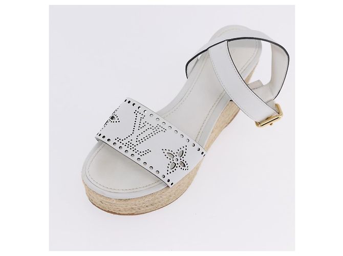 Sandali LOUIS VUITTON Star Board Line in pelle bianca LV Auth 202318M Bianco - vista 23