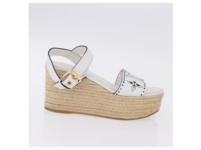 Sandali LOUIS VUITTON Star Board Line in pelle bianca LV Auth 202318M Bianco - vista 5