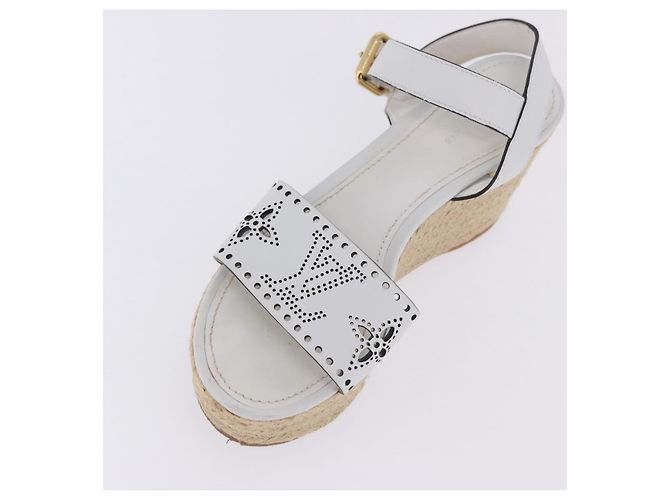 Sandali LOUIS VUITTON Star Board Line in pelle bianca LV Auth 202318M Bianco - vista 7