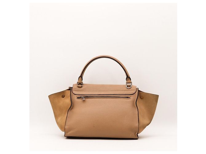 Céline Borsa Celine Trapeze in pelle e camoscio Taupe Sabbia - vista 3