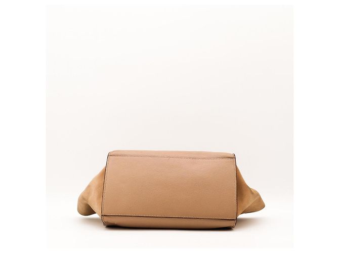 Céline Borsa Celine Trapeze in pelle e camoscio Taupe Sabbia - vista 5