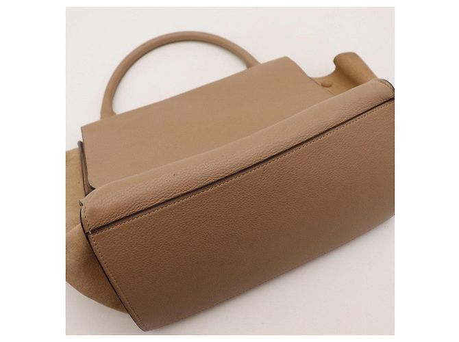 Céline Borsa Celine Trapeze in pelle e camoscio Taupe Sabbia - vista 6