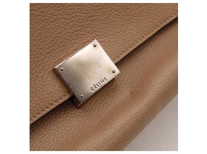 Céline Borsa Celine Trapeze in pelle e camoscio Taupe Sabbia - vista 7