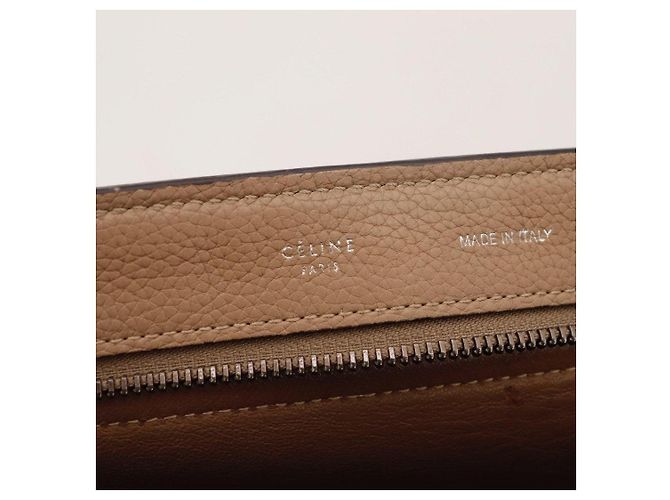 Céline Borsa Celine Trapeze in pelle e camoscio Taupe Sabbia - vista 8
