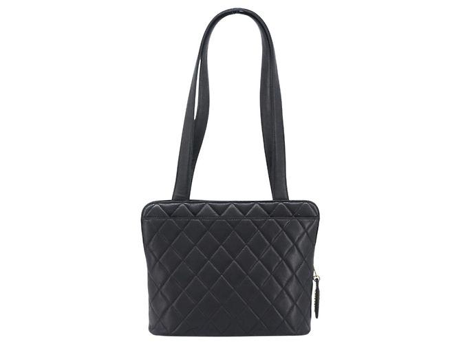 Borsa Tote CHANEL Matelasse in Pelle d'Agnello Nera e Oro CC Auth 203447V Nero D'oro - vista 2