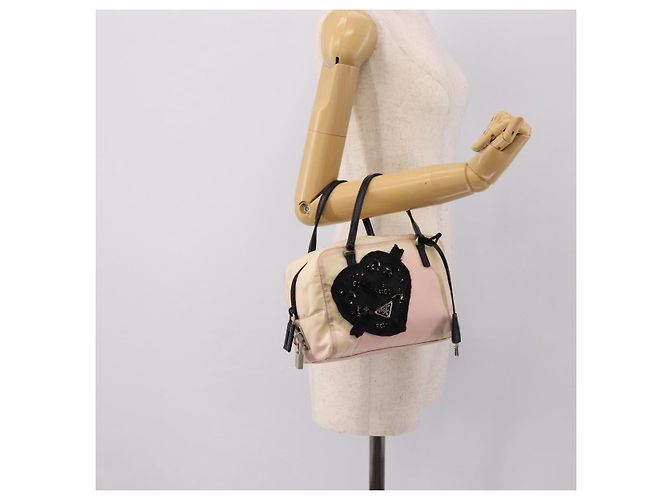 Borsa a mano PRADA Nylon Rosa Nero Auth 201438 - vista 27