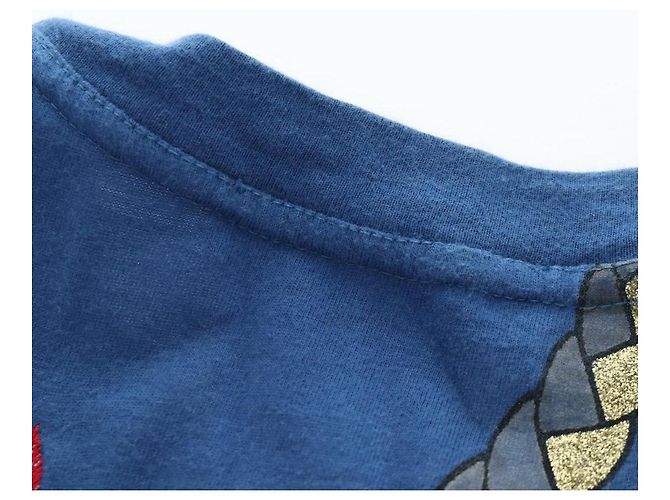T-shirt Christian Dior in cotone Blue Auth 203044M - vista 13
